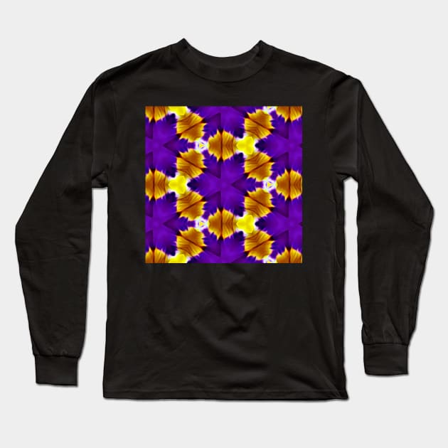 Royal Purple Violet Primrose With Gold Pattern 3 Long Sleeve T-Shirt by BubbleMench